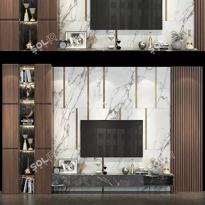 Sleek TV Wall Set 291 3D model image 1