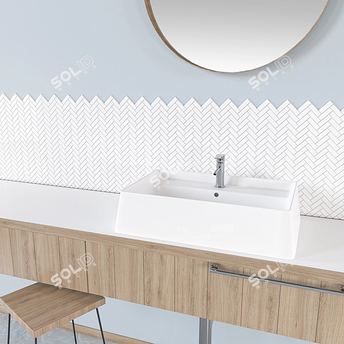 Modern Bathroom Furniture Set: Vray, Corona, 63000 Polys 3D model image 2