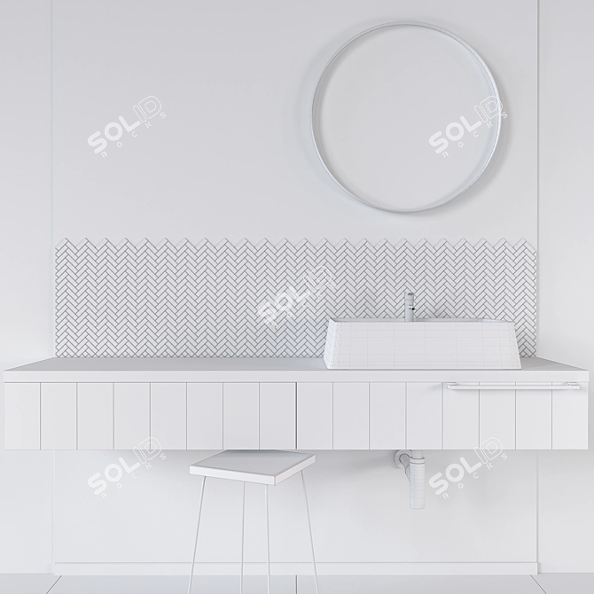 Modern Bathroom Furniture Set: Vray, Corona, 63000 Polys 3D model image 5