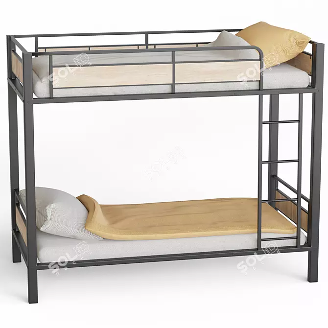 Hiba 2-Tiered Bed with Bases 3D model image 1