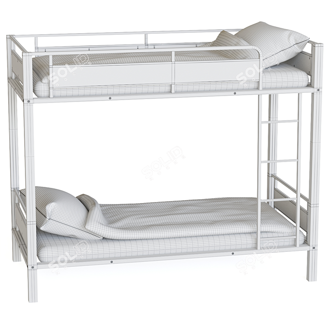 Hiba 2-Tiered Bed with Bases 3D model image 3