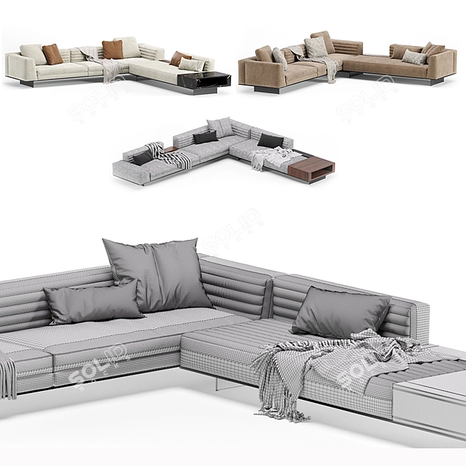 Modern Minotti Roger Modular Sofa - Versatile & Elegant 3D model image 7