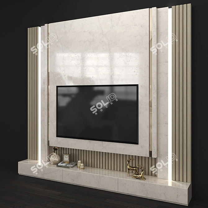 Title: Mod TV Wall Set 109 3D model image 2