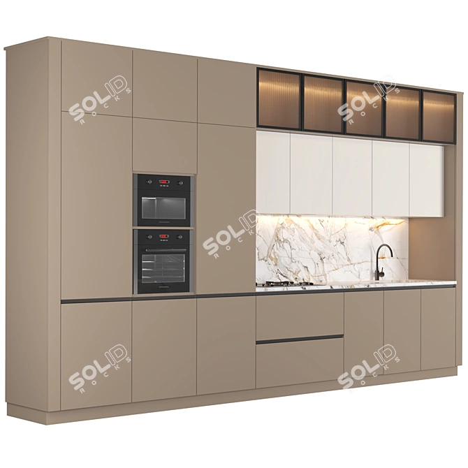 Modern Kitchen: Sleek Design, Spacious Dimensions 3D model image 2