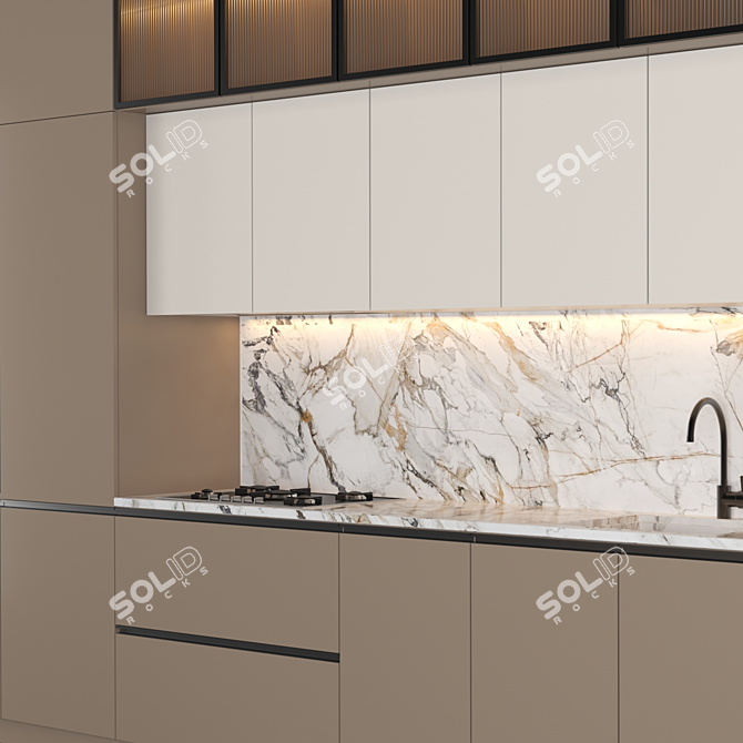 Modern Kitchen: Sleek Design, Spacious Dimensions 3D model image 3