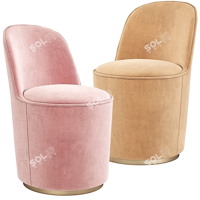 Gubi Tail Velvet Dining Chair 3D model image 2