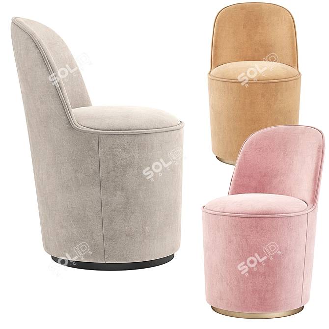 Gubi Tail Velvet Dining Chair 3D model image 4