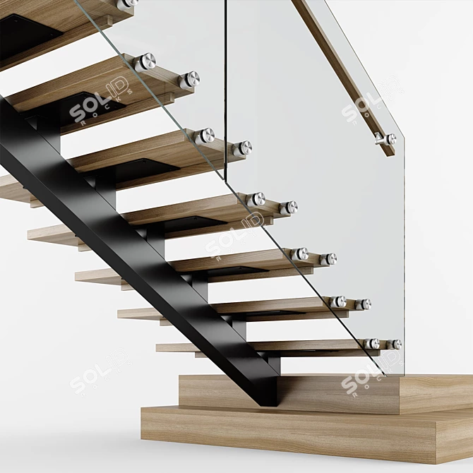 Sleek Modern Staircase Design 3D model image 2