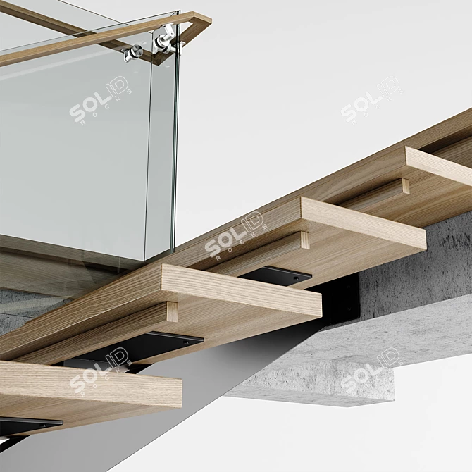 Sleek Modern Staircase Design 3D model image 4
