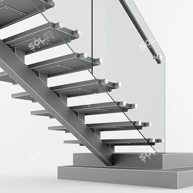 Sleek Modern Staircase Design 3D model image 6