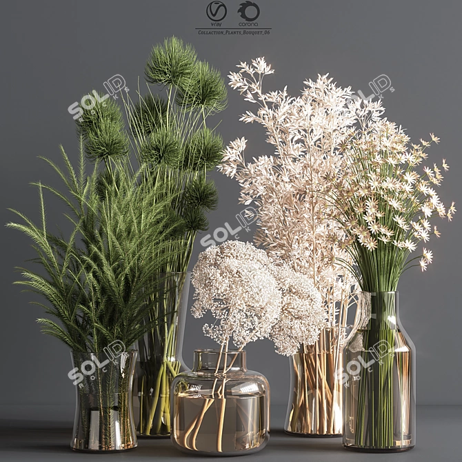 Elegant Greenery Bouquet 3D model image 1