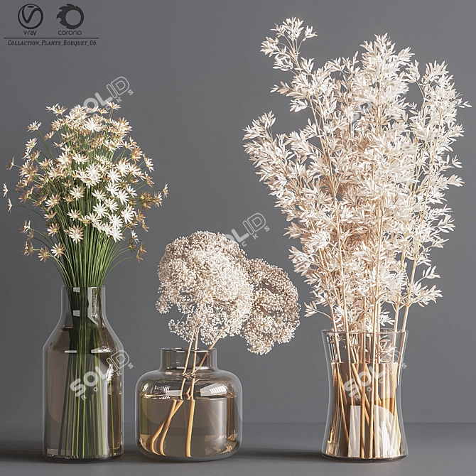 Elegant Greenery Bouquet 3D model image 4