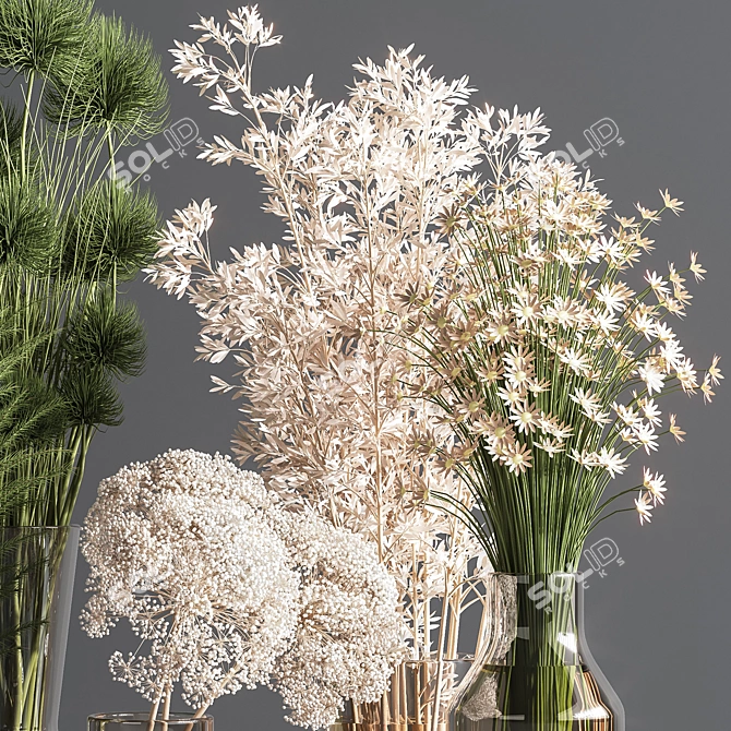 Elegant Greenery Bouquet 3D model image 6