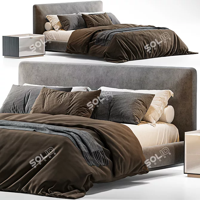 Contemporary King Bed by Minotti - Andersen 3D model image 1