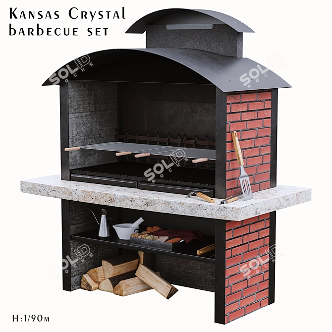 Crystal BBQ Grill Set | Kansas Edition 3D model image 1