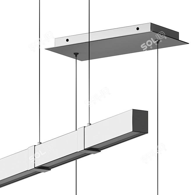 Modern Linear LED Suspension Light 3D model image 4