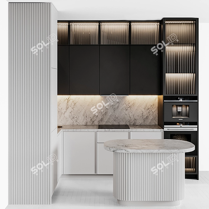 Modern52 Black White Kitchen 3D model image 1