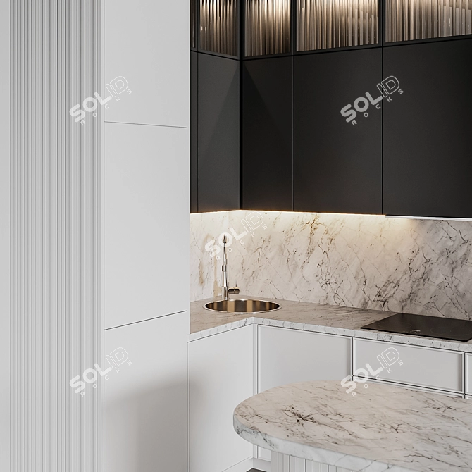 Modern52 Black White Kitchen 3D model image 3