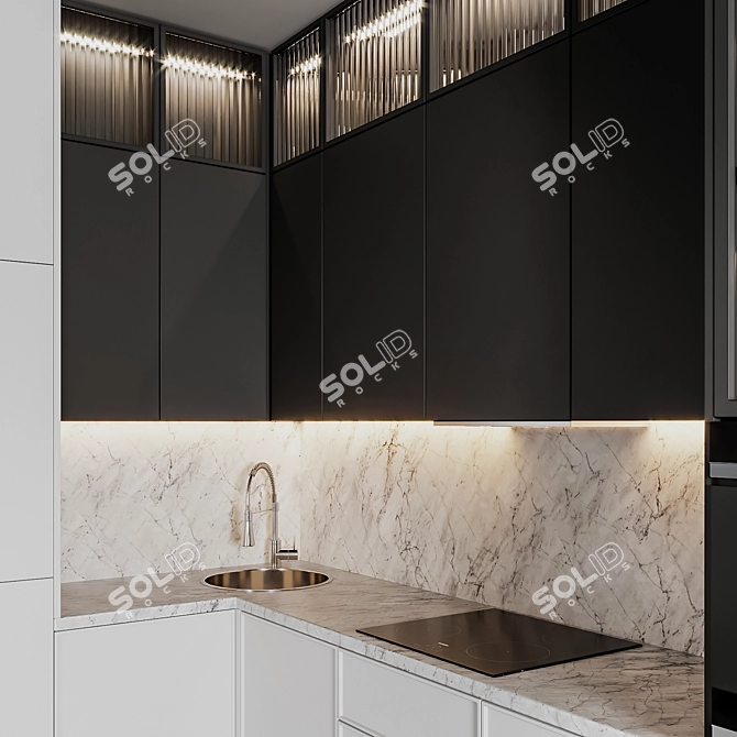 Modern52 Black White Kitchen 3D model image 5