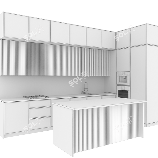 Adjustable Modern Kitchen 3D model image 6