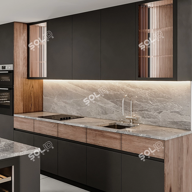 Modern55: Customizable Kitchen Design 3D model image 4