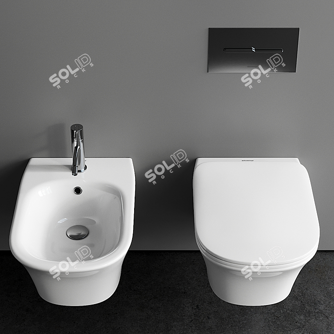 Cabo Wall-Hung WC & Bidet Set 3D model image 4