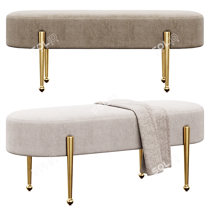 Glamourous Velvet Bench: Gia by Meridian 3D model image 2