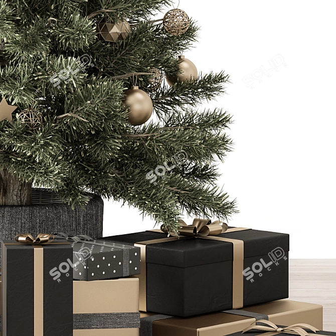 Festive Christmas Green Tree 3D model image 4
