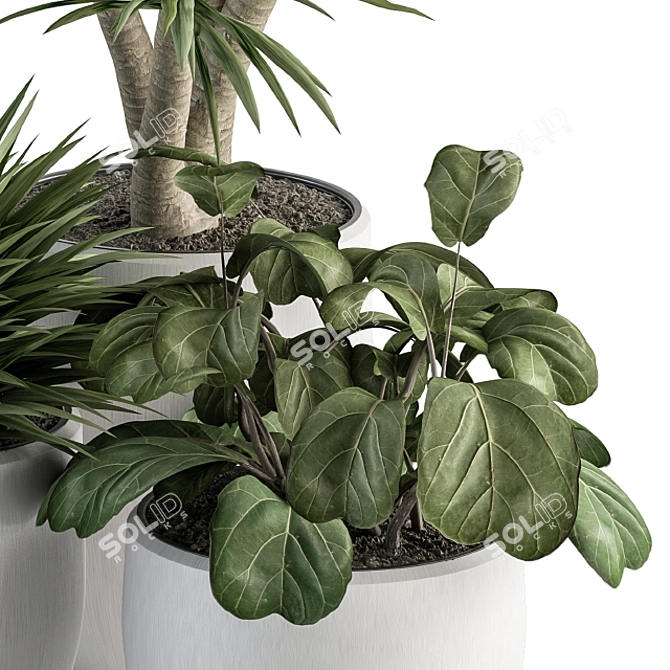 Fresh Greenery: Yuka Tree & White Pot 3D model image 2