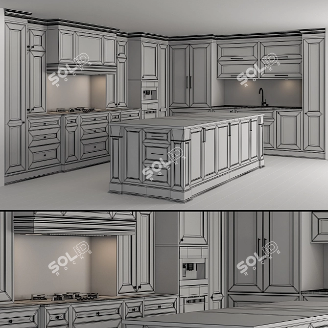 Stylish Kitchen NeoClassic Set 3D model image 5