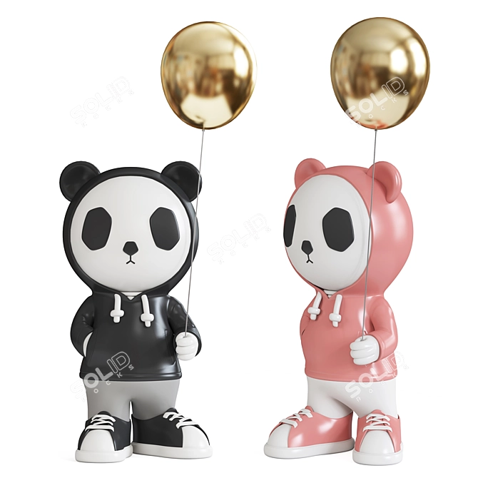 Panda Harmony Sculpture 3D model image 1