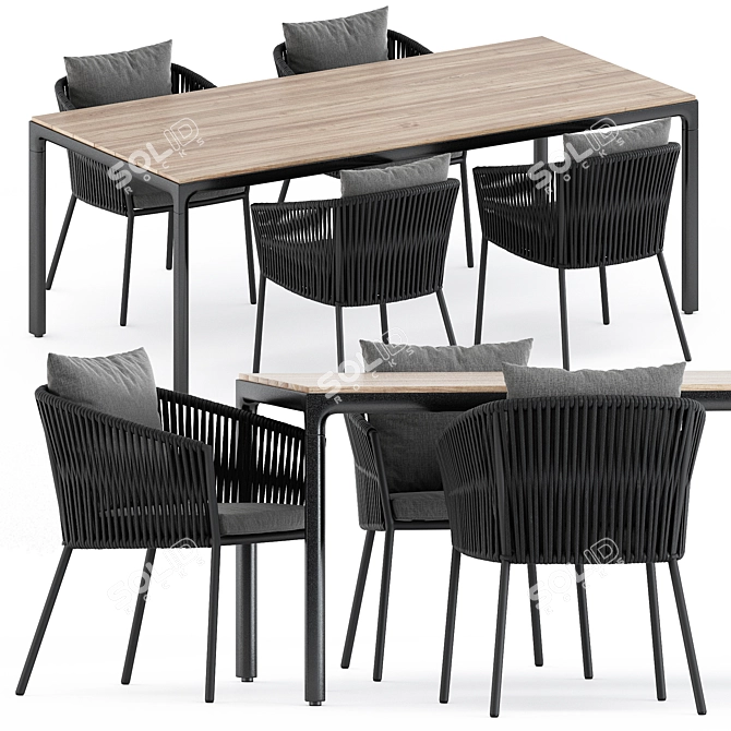 Stylish Porto Dining Chair & Illum Table Set 3D model image 1