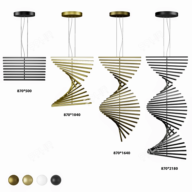 Sleek Wave Pendant Light 3D model image 1