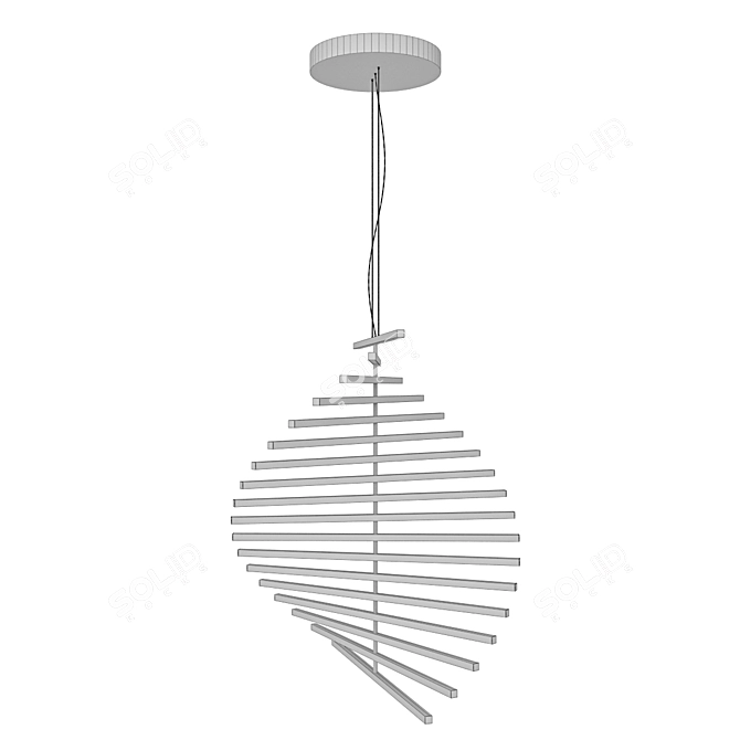 Sleek Wave Pendant Light 3D model image 5