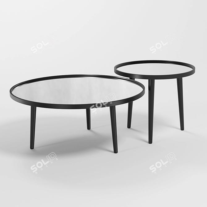 Elegant Mirror Coffee Table Set 3D model image 1