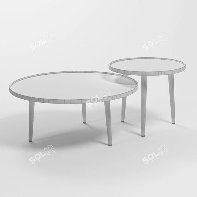Elegant Mirror Coffee Table Set 3D model image 2