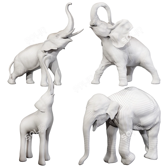 Elephant Sculptures: Exquisite, Detailed, and Lifelike 3D model image 6