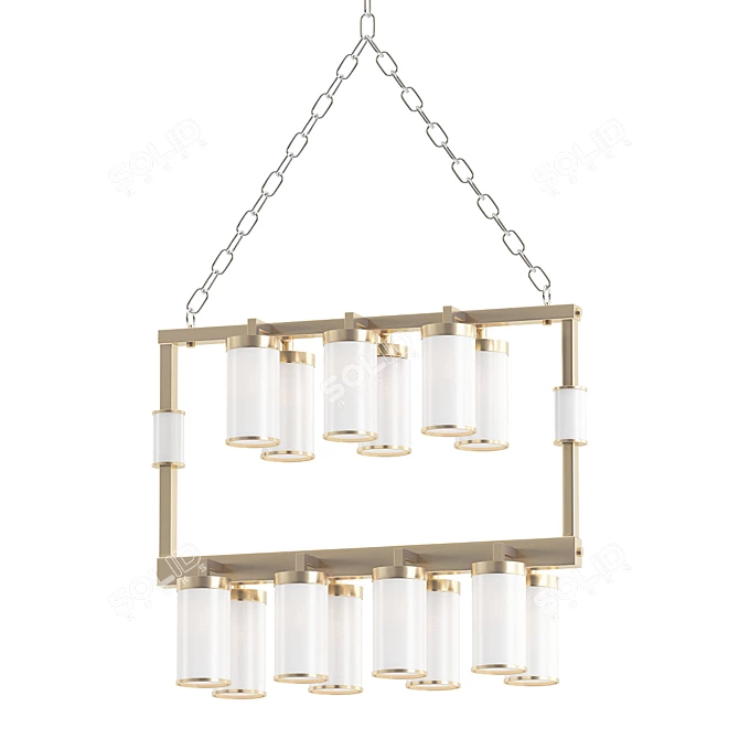 Vintage Italian Brass Chandelier 3D model image 1