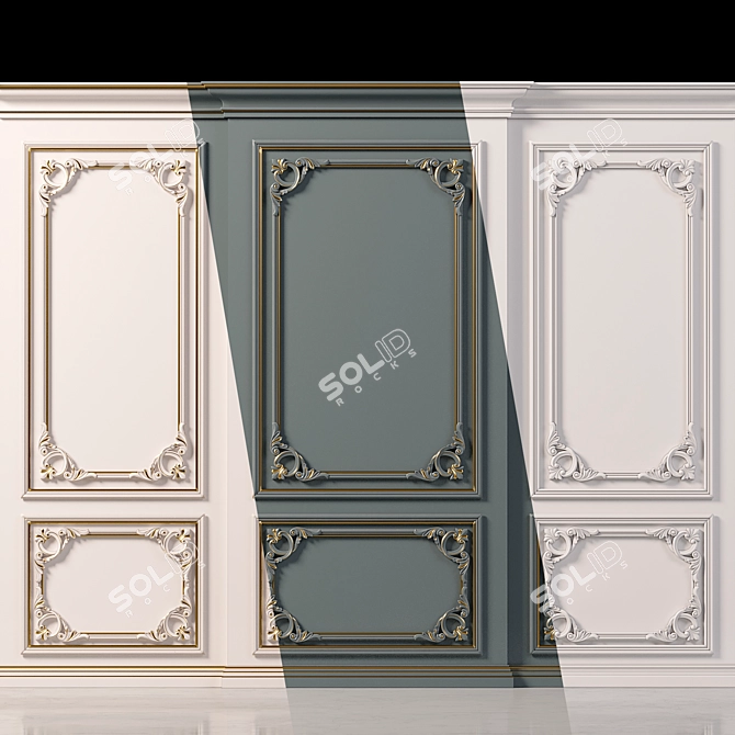 Elegant Wall Molding 3D Design 3D model image 1