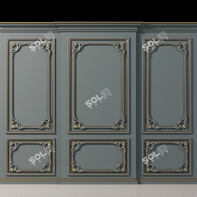 Elegant Wall Molding 3D Design 3D model image 2