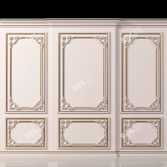 Elegant Wall Molding 3D Design 3D model image 3