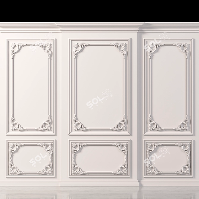 Elegant Wall Molding 3D Design 3D model image 4