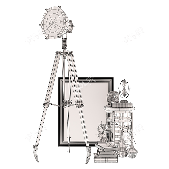 Industrial Loft Lamp & Chair Set 3D model image 3