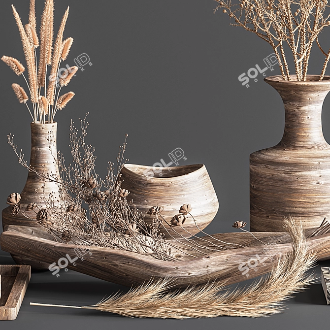 Elegant Wooden Decor Set 3D model image 4