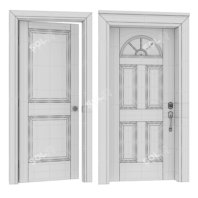 Modern Interior and Front Doors 3D model image 7