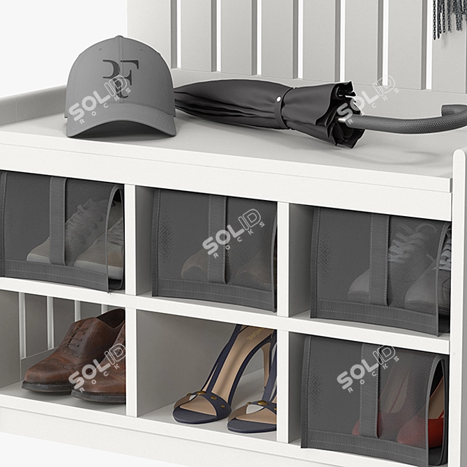 Modern Coat Rack and Shoe Bench Combo 3D model image 4