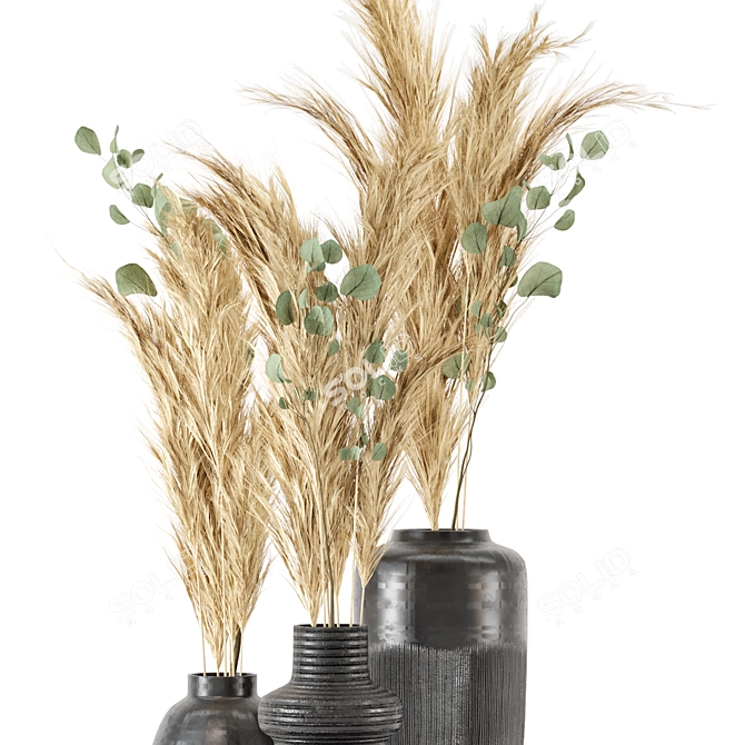 Handmade Dried Plantset in Artistic Vase 3D model image 2