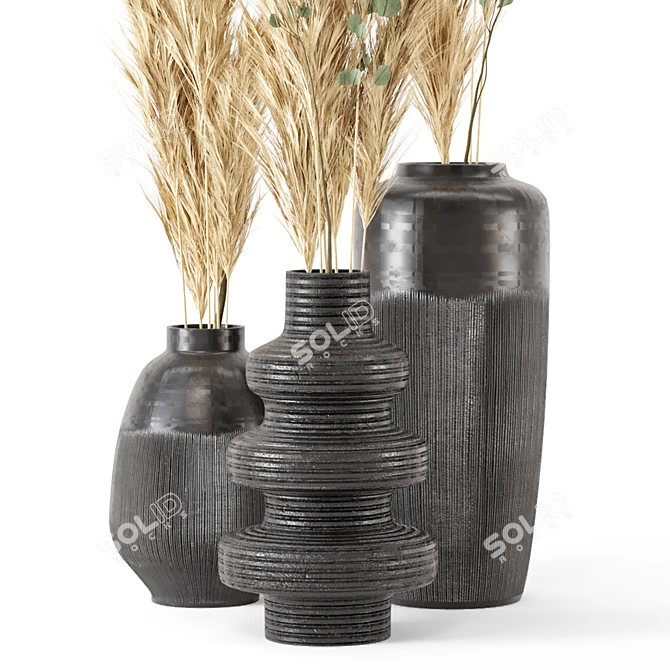 Handmade Dried Plantset in Artistic Vase 3D model image 3