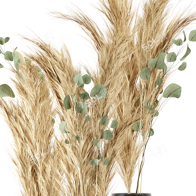 Handmade Dried Plantset in Artistic Vase 3D model image 4