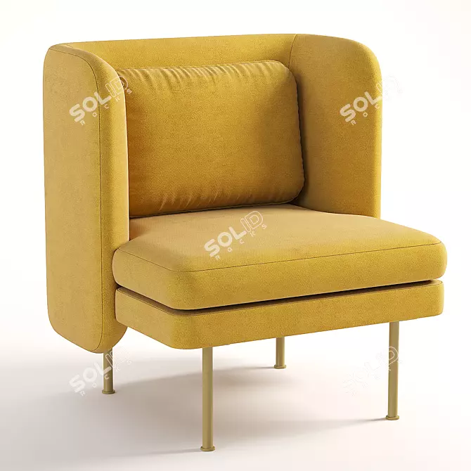 Elegant Velvet Lounge Chair 3D model image 1